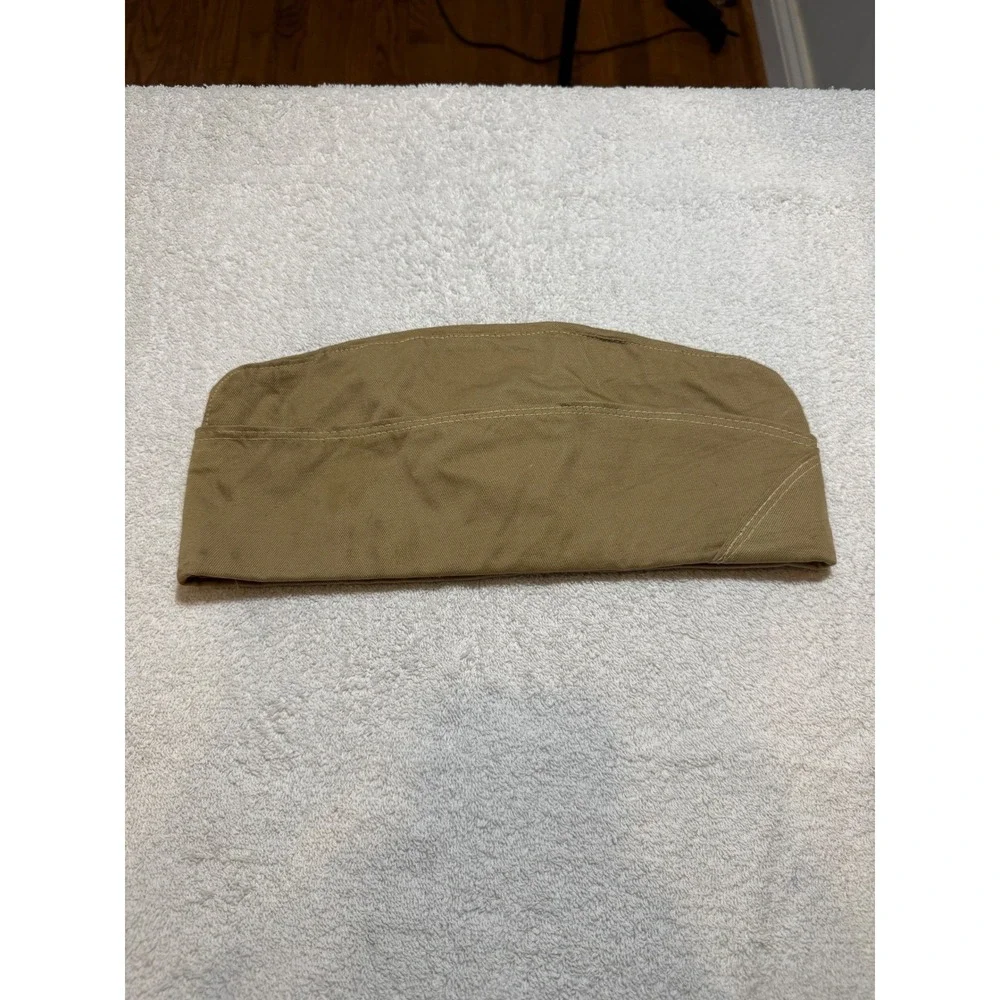 Vintage US Military Khaki Cotton Twill Garrison / Side Cap (Overseas Flight Hat)